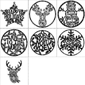 Christmas Door Hanger Bundle, Laser Files for Round Signs, Festive Text Decor