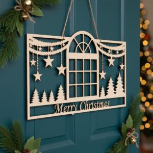 Christmas, Door Hanger, Festive Window Sign, CNC Decoration