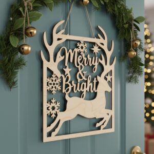 Christmas Door Hanger Set 6 Round Monogram Designs,