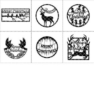 Christmas Door Hanger Set 6 Round Monogram Designs,