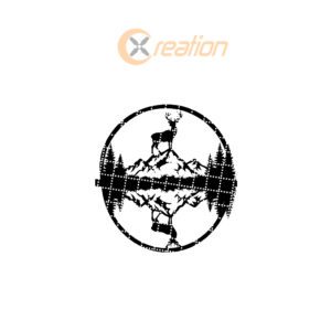 Christmas Laser Deer Mountain Sign, Monogram Wall Art,