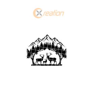 Christmas Laser Metal Sign, Deer Mountain Forest Silhouette