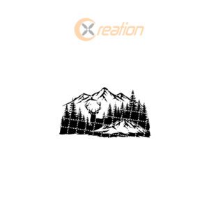 Christmas Laser Monogram Metal Sign, Deer and Mountain