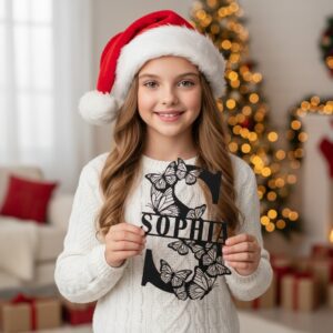 Christmas Laser Sign Bundle, Personalized Metal Monogram, 8