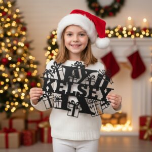 Christmas Laser Sign Bundle, Personalized Metal Monogram, 8