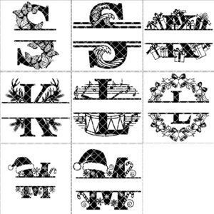 Christmas Laser Sign Bundle, Personalized Metal Monogram, 8