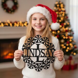 Christmas Metal Monogram Name Sign, Personalized Holiday Decoration