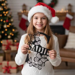 Christmas Metal Monogram Name Sign, Personalized Holiday Decoration