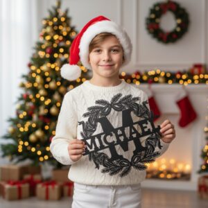 Christmas Metal Monogram Name Sign, Personalized Holiday Decoration