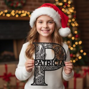 Christmas Metal Monogram Name Sign, Personalized Holiday Decoration