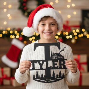 Christmas Metal Monogram Name Sign, Personalized Holiday Decoration