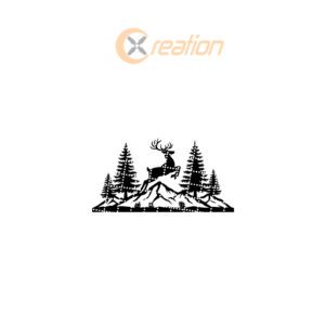 Christmas Monogram Deer Metal Sign, Mountain Scene, Holiday