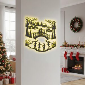 Christmas Monogram Laser File, Winter Wall Art, Kids