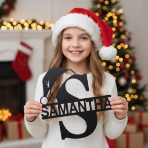Christmas Monogram Metal Sign Bundle, Personalized Name, 8