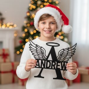 Christmas Monogram Metal Sign Set, 9 Personalized Names