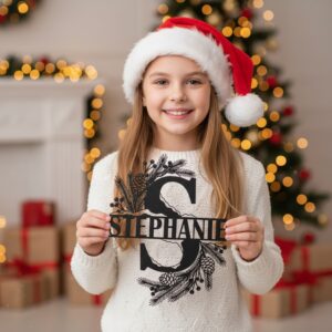 Christmas Monogram Metal Sign Set, 9 Personalized Names