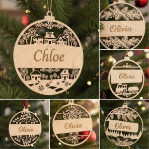 Christmas Ornament Bundle, 6 Personalized Holiday Decor Designs