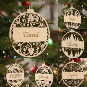 Christmas Ornament Bundle, 6 Personalized Xmas Crafts, Laser