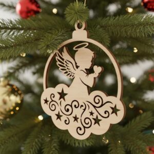 Christmas Ornament Bundle, Angel Laser File, 6 Adorable Baby Angel Designs