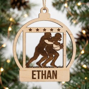 Christmas Ornament Bundle, Personalized Football, Custom Name Xmas