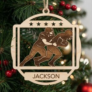 Christmas Ornament Bundle, Personalized Football, Custom Name Xmas
