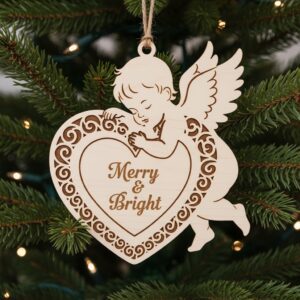 Christmas Ornament Laser Engraved Bundle, 6 Angel Designs,