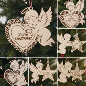 Christmas Ornament Laser Files Bundle, Angel Design Pack,