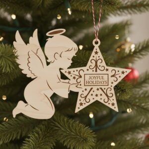 Christmas Ornament Laser Files Bundle, Angel Design Pack,