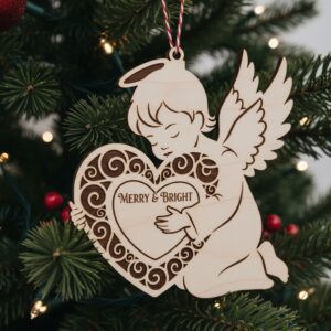 Christmas Ornament Laser Files Bundle, Angel Design Pack,