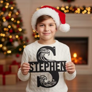 Christmas Personalized Engraved Monogram Metal Sign Bundle, 9