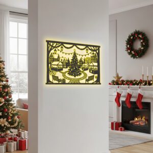 Christmas Wall Art, Monogram Metal Sign, Christmas Village