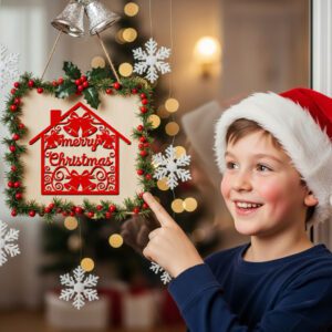 Festive Christmas Door Hanger, House Sign with Bells,