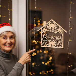 Festive Christmas Door Hanger, House Sign with Bells,