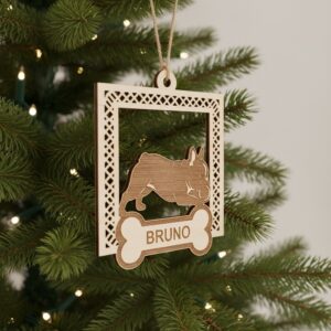 French Bulldog Ornament Laser File, Christmas Square Frenchie