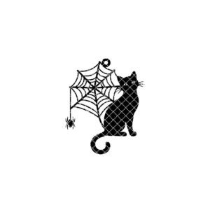 Halloween Ornament, Laser Engraved File, Black Cat, Spiderweb,
