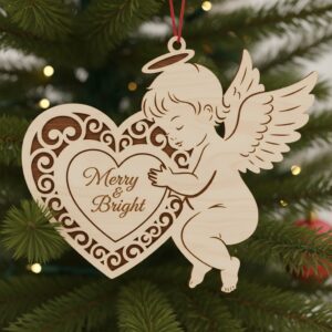 Laser Cut Ornaments Bundle, 6 Christmas Angel Designs,