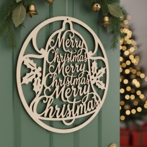 Merry Christmas Door Hanger Bundle, 6 Festive Laser Sign Designs
