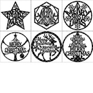 Merry Christmas Door Hanger Bundle, Round Holiday Sign, Laser Design File