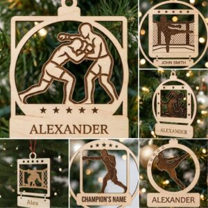 MMA Ornament, Personalized Sports Name Gift, Custom Christmas