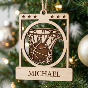 Personalized Basketball Ornament Bundle, 8 Holiday Designs, Custom