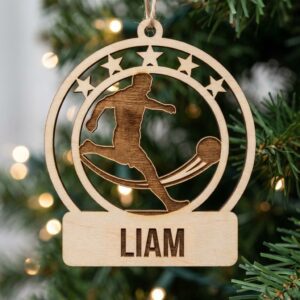 Personalized Christmas Soccer Ornaments, 6 Custom Name Designs
