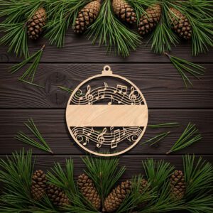 Personalized Music Note Ornament, Christmas CNC Design, Digital