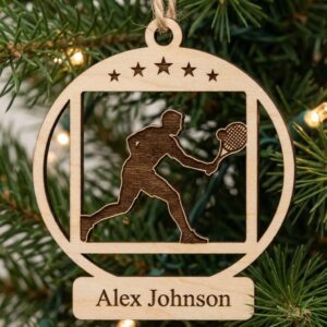 Personalized Tennis Ornament Bundle, Christmas Laser Engraved, Custom