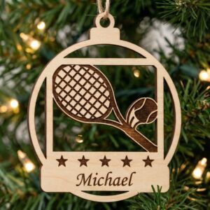 Personalized Tennis Ornament Bundle, Christmas Laser Engraved, Custom