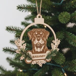 Rottweiler Christmas Ornament, Dog Silhouette Design, Holiday Decor