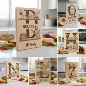 Charcuterie Board Engraving Bundle, 52 Monogram Alphabet Designs, Family Name Files