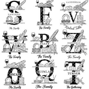Charcuterie Board Engraving Bundle, 52 Monogram Alphabet Designs, Family Name Files