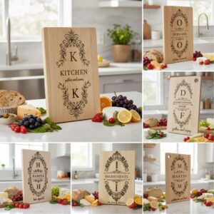 Charcuterie Board Monogram Bundle, Vintage Frame Engraving, Family Name Gift