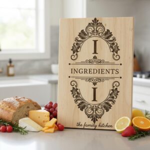 Charcuterie Board Monogram Bundle, Vintage Frame Engraving, Family Name Gift
