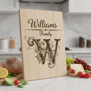 Charcuterie Board Monogram Vintage Alphabet Engraving File for Personalized Kitchen Boards